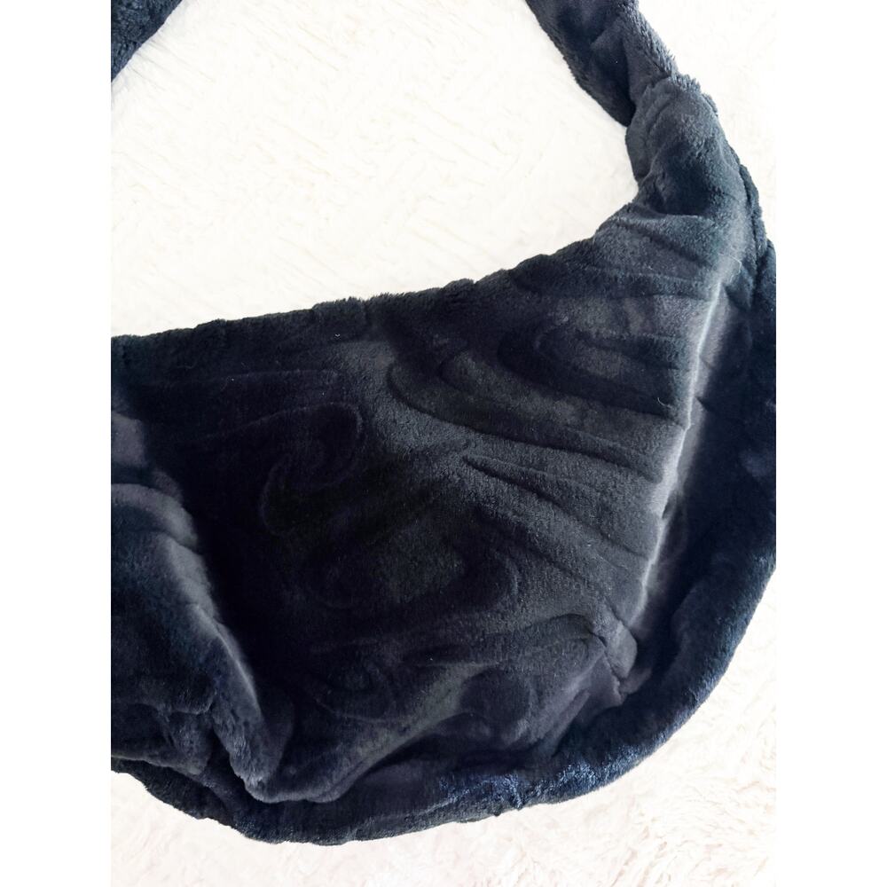 Nike Sportswear Black Faux Fur Slouchy Hobo Bag Oversized Y2K Shoulder Crossbody - Picture 11 of 11